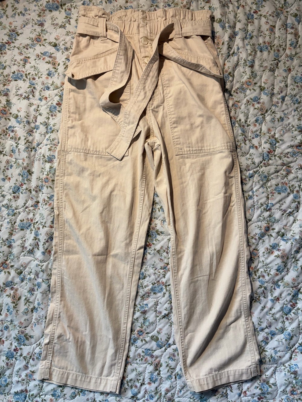 BDG Women's Cream Straight-Leg Utility Pants with Belt